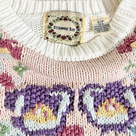 Vintage Runaway Bay Cottagecore Oversized Pastel Knit Pullover Sweater - S/M - Picture 6 of 16